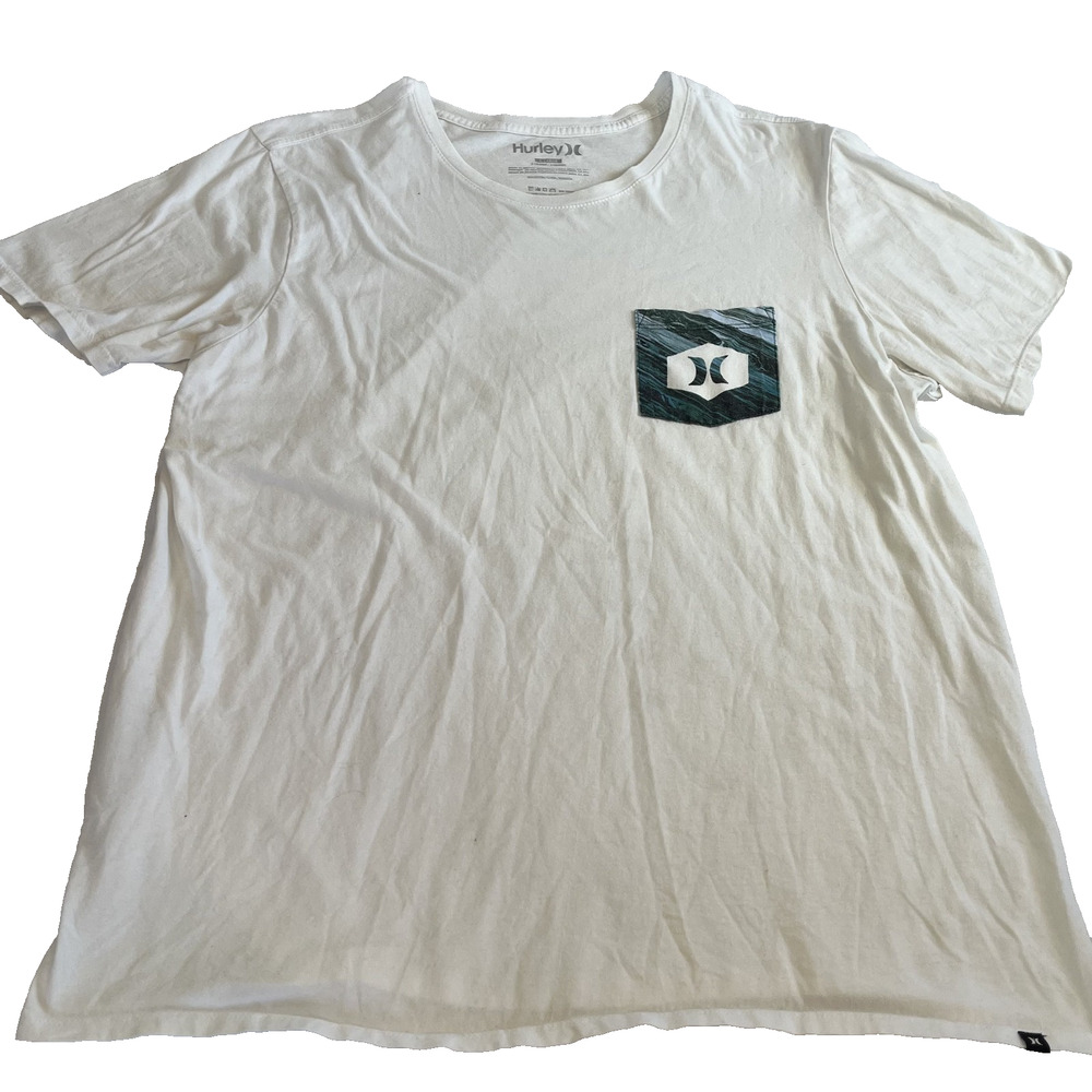 Hurley Pocket T Shirt Mens XL White Logo Surf Tee